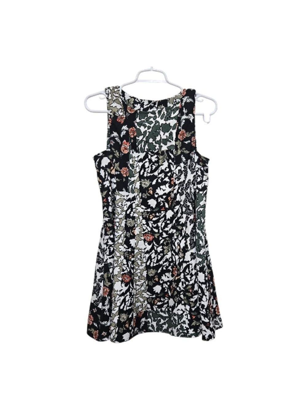 Zara Floral Patchwork Mini Dress Small Boho Sleeveless